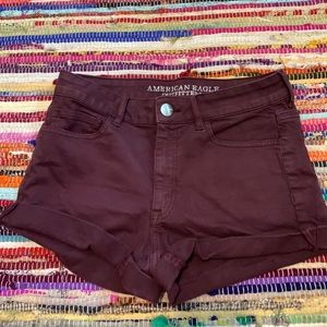 High waisted American Eagle maroon shorts